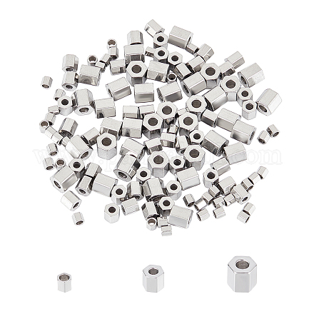UNICRAFTALE about 120pcs 3 Sizes Hexagon Loose Beads 1.4/1.8mm Spacer Beads 2/3/4mm Long Metal Bead Spacers Stainless Steel Beads Smooth Beads for Jewelry Making Findings Stainless Steel Color STAS-UN0008-31P-1
