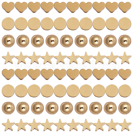 Sunnyclue 1 scatola 80 pezzi perline distanziali placcate oro charms a forma di stella perline piatte rotonde a forma di stella distanziatore per braccialetti di gioielli fai da te KK-SC0001-26G-1