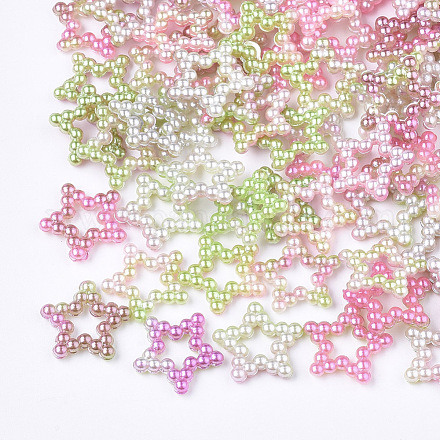 Rainbow ABS Plastic Imitation Pearl Linking Rings OACR-T015-02-08-1
