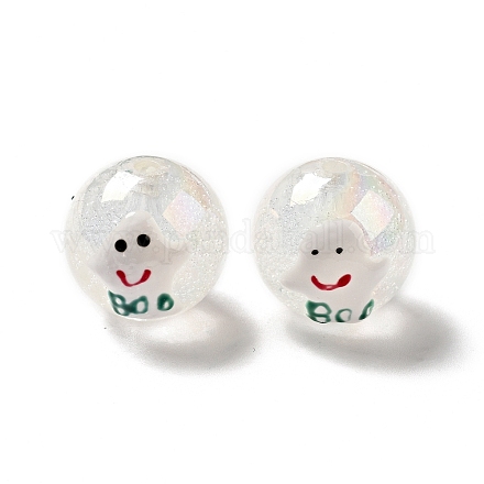 Perles rondes acryliques craquelées transparentes de couleur ab OACR-A013-03A-1
