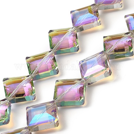 Прозрачные стеклянные бусины гальваническим пряди EGLA-E030-01C-01-1