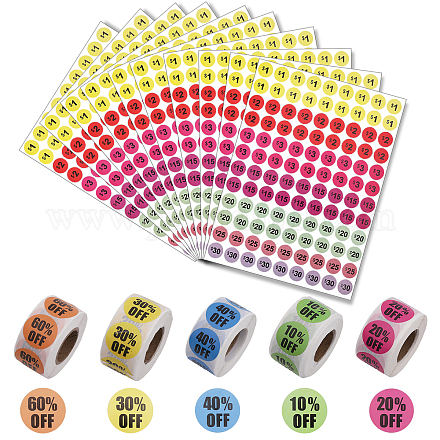 Chgcraft 10 лист бумаги самоклеящиеся круглые наклейки с цифрами и 5 рулона со скидкой круглые наклейки в горошек STIC-CA0001-03-1