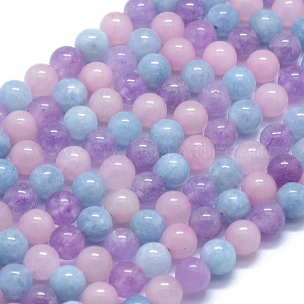 Chapelets de perles aigue-marine naturelles et quartz rose et améthyste G-D0013-68-1