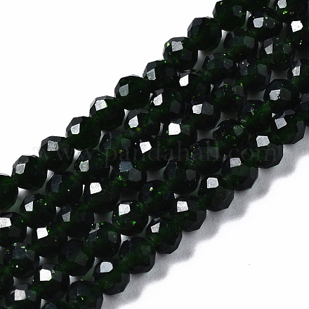 Synthetic Green Goldstone Beads Strands G-N328-44-1