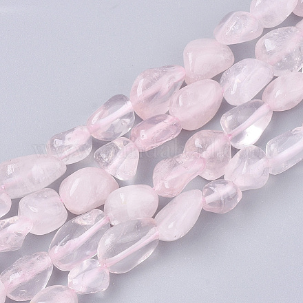 Granos naturales de abalorios de cuarzo rosa G-S363-059-1