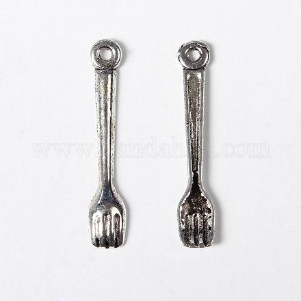 Tibetan Style Alloy Fork Pendants X-LF1352Y-1