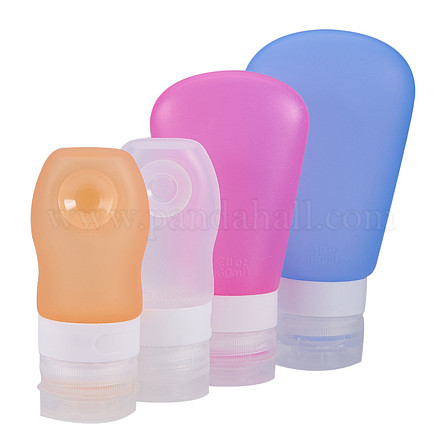 創造的なポータブルシリコーン旅行ポイントボトルセット  吸盤付き  シャワー用  シャンプー  化粧品  乳液貯蔵  ミックスカラー  37ml / 60ml / 89ml  4個/セット MRMJ-BC0001-06-1