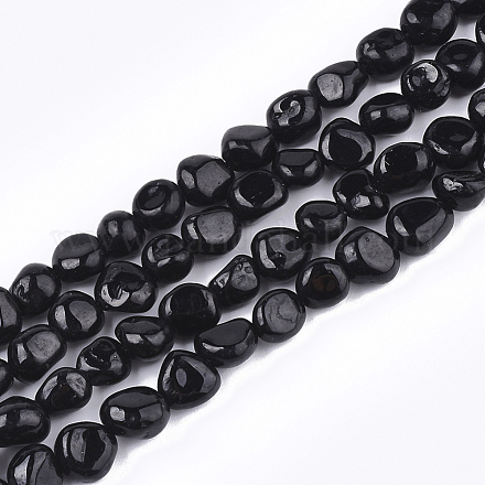 Naturali nera perle di tormalina fili G-T108-24-1