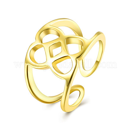 Adjustable Trendy Gold Plated Brass Cuff Wide Band Finger Rings RJEW-BB15259-G-1