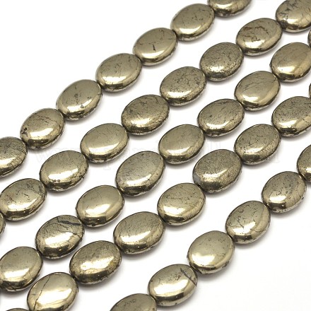 Ovales pyrite naturelle perles brins X-G-I126-19-14x10mm-1