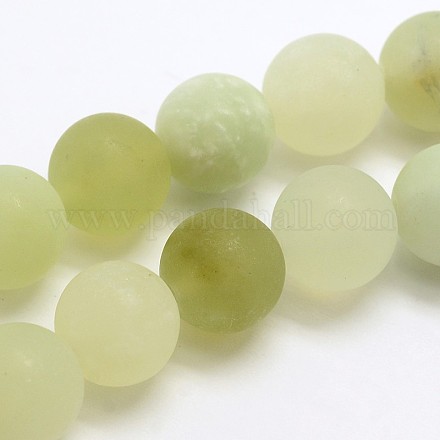 Chapelets de perles rondes en nouvelle pierre de jade matte naturelle G-O039-06-6mm-1