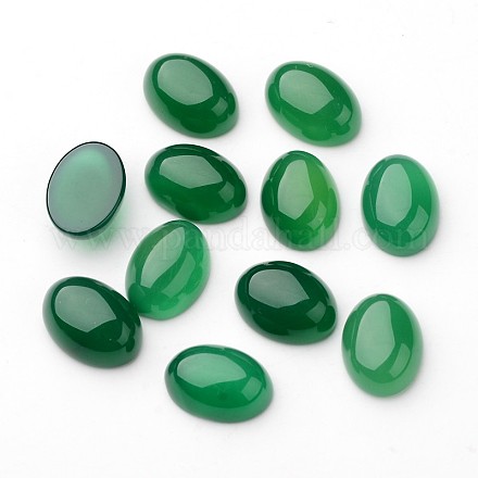 Grade A Natural Green Agate Oval Cabochons G-L394-04-18x13mm-1