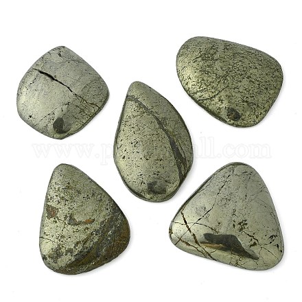 Natürliche Pyrit-Cabochons mit flacher Rückseite G-D067-03-1