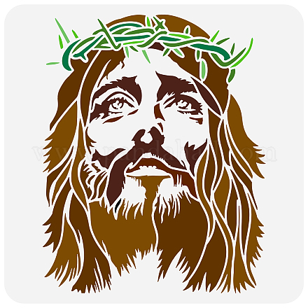 FINGERINSPIRE Crown of Thorns of Jesus Christ Painting Stencil 11.8x11.8 inch Reusable Christ Jesus Drawing Template Religious Theme Craft Stencil for Painting on Wall Wood Furniture DIY Home Decor DIY-WH0391-0626-1