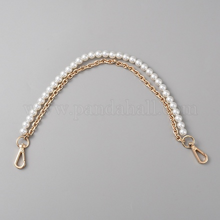 Двухрядные пластиковые ручки для сумок с имитацией жемчуга&nbsp;DIY-WH0449-21A-G-1