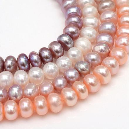 Natural Cultured Freshwater Pearl Beads Strands PEAR-S002-9~10mm-M-1