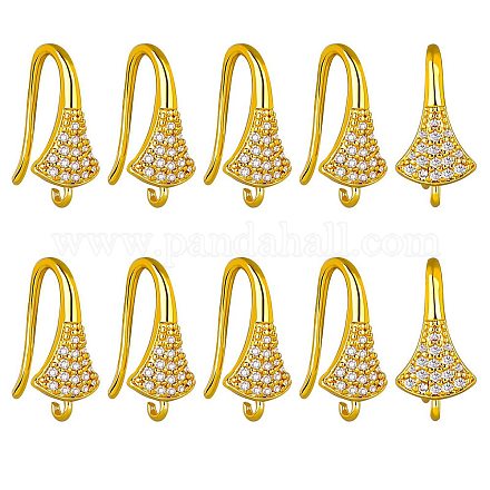 10 Pair Brass Micro Pave Clear Cubic Zirconia Earring Hooks ZIRC-SZ0005-01-1