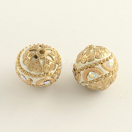 Round Handmade Rhinestone Indonesia Beads IPDL-Q036-16C-1