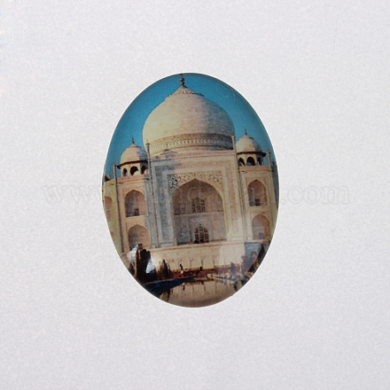 Cabochons ovales du photo de la Maison Blanche en verre  X-GGLA-N003-18x25-F21-1