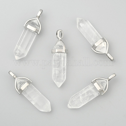Natural Quartz Crystal Double Terminated Pointed Pendants G-F295-05P-1