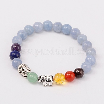 Stretch Buddhist Jewelry Multi-Color Gemstone Chakra Bracelets BJEW-JB01690-02-1