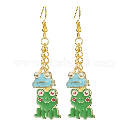 Alloy Enamel Frog Dangle Earrings with Iron Earring Pins for Women EJEW-JE05421-03-1