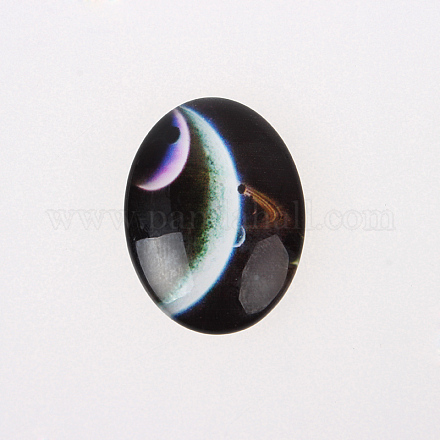 Printed Glass Oval Cabochons GGLA-N003-30x40-D03-1