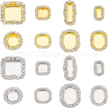 Benecreat 32 pièces supports de cabochon en laiton doré et argenté avec garniture en strass KK-BC0008-28-1