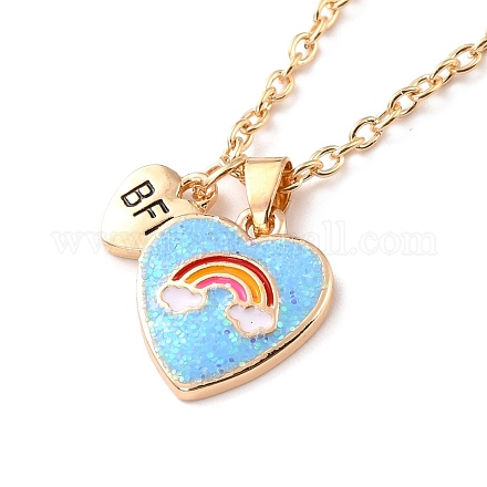 BFF/Best Friends Forever Alloy Pendant Necklaces NJEW-K124-01G-01-1