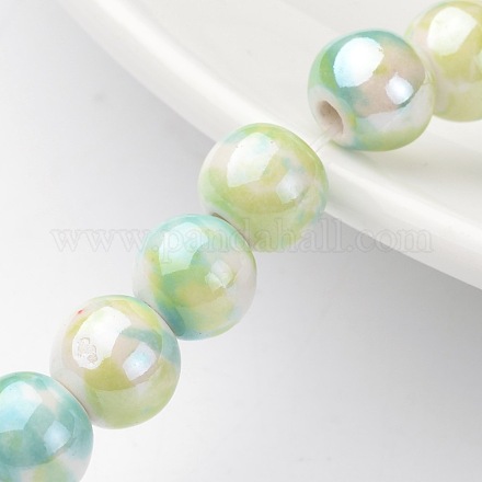 Porcellana fatti a mano perle tonde fili X-PORC-E007-8mm-04-1