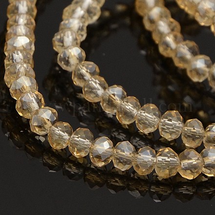 Chapelets de perles en rondelles facettées en verre plaqué lustre de nacre GLAA-A024C-PL05-1