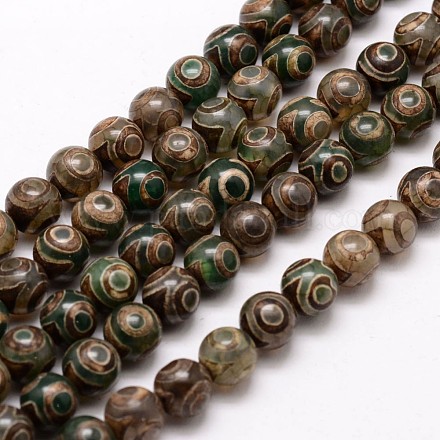 Tibetan Style 3-Eye dZi Beads Strands G-A148-10-8mm-1