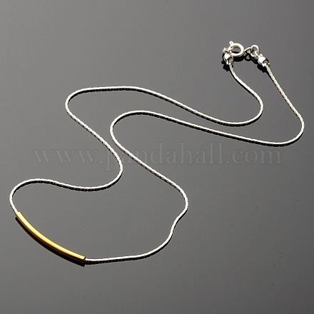 金色のチューブビーズのネックレスメッキ  銀は真鍮チェーンと真鍮スプリングメッキで  ミックスカラー  18インチ NJEW-JN00762-1