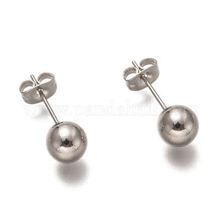 304 Stainless Steel Ball Stud Earrings STAS-H136-07E-P-1