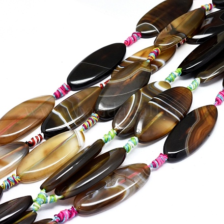 Agate à bandes naturelles / brins de perles d'agate à rayures G-L544-036-1