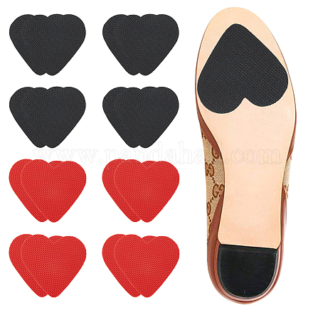 GORGECRAFT 8 Pairs 2 Colors Anti Slip Shoe Grip Stickers Non-Slip Heart Shape Shoe Stickers Red Black Rubber Bottom Sole Grip for Women Men High Heel Shoe Protector Wear Out Slipping FIND-GF0005-03-1