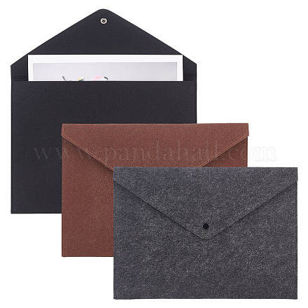 Ahademaker 3pcs 3 colores archivo de fieltro papelería bolsillos de almacenamiento OFST-GA0001-02A-1