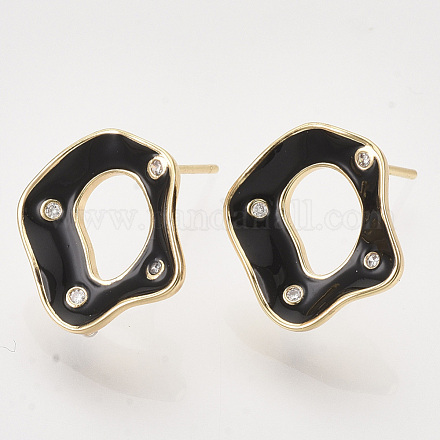 Brass Micro Pave Cubic Zirconia Stud Earring Findings KK-T054-35G-01-NF-1
