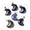 Natural Sodalite Pendants, Crescent Moon Charms with 201 Stainless Steel Snap on Bails, Stainless Steel Color, 23~24x15.5~17.5x7.5~8.5mm, Hole: 4x2.5mm