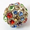 Brass Rhinestone Beads, Grade A, Round, Colorful, 20mm, Hole: 2.5mm