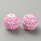 Stripe Pattern Resin Rhinestone Beads, Round, for DIY Jewelry, Keychains and Beadable Pens, Fuchsia, 19.5~20x17.5mm, Hole: 2.8mm
