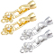 12Pcs 2 Colors Brass Micro Pave Clear Cubic Zirconia Fold Over Clasps, Rack Plating, Long-Lasting Plated, Flower, Platinum & Golden, 24.5x8.5x6.5mm, Hole: 1.2mm, 6pcs/color