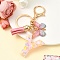 Resin & Acrylic & Faux Suede Tassel Keychain, with Alloy Clasp and Iron Rings, Letter Y, 10cm