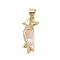 Brass Micro Pave Clear Cubic Zirconia Pendants, with Shell, Brid, Real 18K Gold Plated, 22.5x9.5x3mm, Hole: 4x3mm