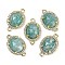 Natural Amazonite Faceted Oval Links, Rack Plating Brass Micro Pave Clear Cubic Zirconia Connector Charms, Golden, 17.5x11x4.5mm, Hole: 1.5mm