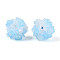 Resin Beads, Round with Flower, with Polymer Clay & Rhinestone, Light Sky Blue, 22~26mm, Hole: 2~2.5mm