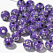 Plating Acrylic Beads, Round with Cross, Indigo, 8mm, 1800pcs/bag