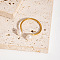 Natural Pearl Stainless Steel Adjustable Open Cuff Rings for Women, Real 18K Gold Plated, 6.5mm, US Size 8 1/4(18.3mm)