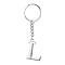 Alloy Keychains, with Split Key Ring, Platinum, Letter L, 90mm, Pendant: 35x26x3.8mm