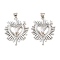 Brass Pendants, Heart Charms, Long-Lasting, Rack Plating, Lead Free & Cadmium Free, Platinum, 30x25x4mm, Hole: 4.5x3mm